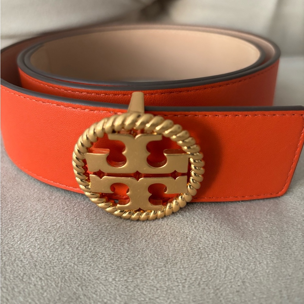 Tory Burch Orange Belt with Gold Logo